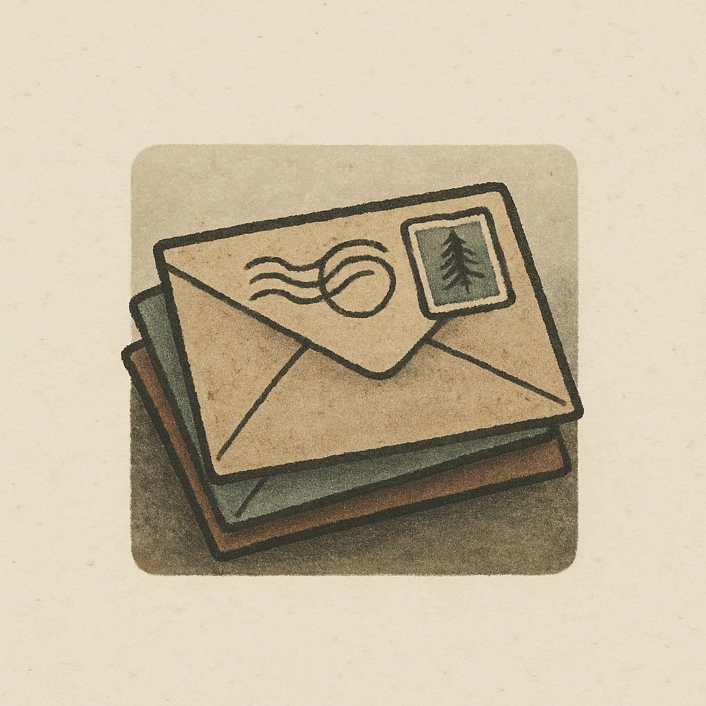 Stack of mail with postmark stamp